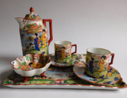 Victoria, turn of the century coffee set (mocha) with Japanese decor - 2 persons