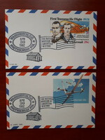 2 usa commemorative cards with occasional stamps - flight