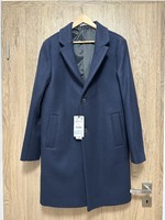 Férfi Zara átmeneti/téli hosszú sötétkék kabát M-es