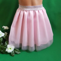 New, custom-made, pink tulle skirt, children's casual skirt with a shiny waist