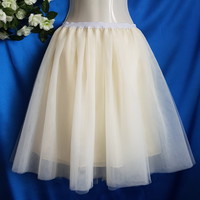 New, custom-made ecru tulle skirt, bridal short, midi skirt