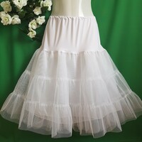 New custom-made hip-hugging 3-layer frilly snow white midi petticoat for rockabilly dress