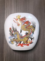 Dragon pattern vase with gold border