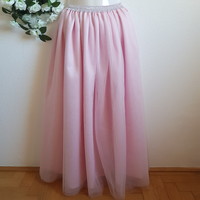 New custom made pink tulle skirt casual long maxi skirt with glitter waist