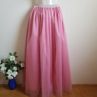 New custom made bright pink tulle skirt casual long maxi skirt with glitter waist