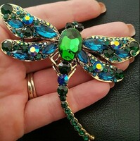 Giant dragonfly brooch with rhinestones!