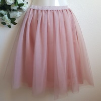 New custom made powder tulle skirt casual / bridesmaid short midi skirt with glitter waist