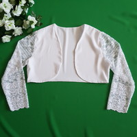 New, custom-made approx. M snow white wedding bolero with lace sleeves