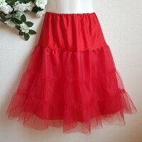 New custom-made hip-hugging 3-layer frilly red midi petticoat for rockabilly dress