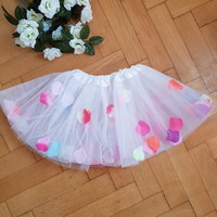 New children's tulle skirt, ballerina skirt, tutu, costume decorated with colorful flower petals