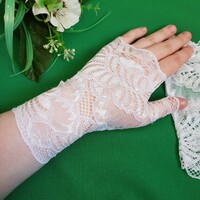 New, custom-made, one-finger snow-white lace gloves