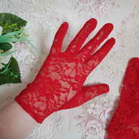 New, 21cm red wedding lace gloves