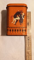 Rrr! Small metal tea box, with an erotic scene, from the 1930s