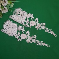 New, 33cm finger-hanging, rhinestone, white bridal lace gloves