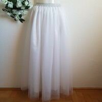 New, custom-made snow-white tulle skirt, bridal long, maxi skirt with shiny waist