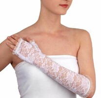 New, fingerless 35cm snow-white bridal lace gloves