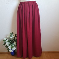 New, custom-made burgundy embroidered muslin skirt, bridesmaid maxi skirt