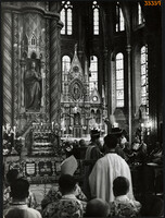 Larger size, photo art work by István Szendrő. Holy Right Feast Day, church, 1930s.