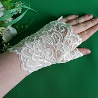 New, custom-made, one-finger ecru lace gloves