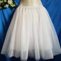 New, custom-made snow-white tulle skirt, bridal short, midi skirt