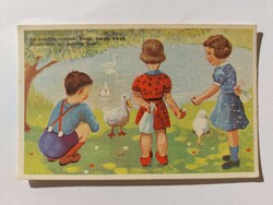 Old postcard postcard kids ducks