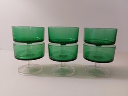 Set of 6 Christmas green French stemmed glasses