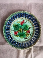Art Nouveau decorative plate with an openwork edge, with wonderful grape motifs