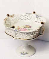 Painted porcelain candy dispenser with openwork sides from Wallendorf, Germany