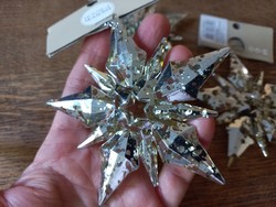 Antikolt ezüst akril csillag, karácsonyi függeszték
