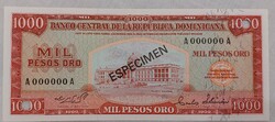 Dominika 1000 pesos oro, 1975, Specimen, ritka, UNC bankjegy