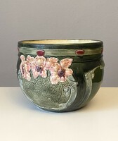 Antique painted large earthenware flower pot