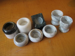 6 pcs onyx marble candlesticks and 2 eggs