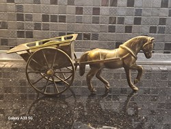 Réz ló szekérrel vintage angol lakberendezési tárgy