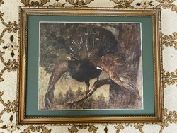 Hunter painting - print in antique frame - grouse - excellent gift