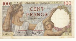 French 100 francs 1941 aa . There is mail, read it!