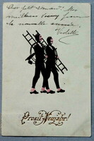 Antique Embossed New Year Greeting Card Posted in 1899 Forwarded in 1900 - Chimney Sweeps