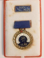 Máv's 30-year service commemorative medal in a minivel box