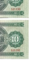 2 x 10 forint 1962 sorszámkövető Gyönyörű