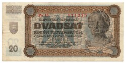 Slovakia 20 crowns 1942. There is mail, read it!