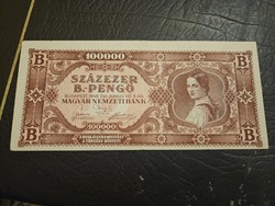 1946-os 100000 B.-Pengő ELCSÚSZOTT NYOMAT