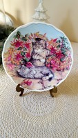 Angol Royal Albert cicás,virágos porcelán tányér,fali tányér