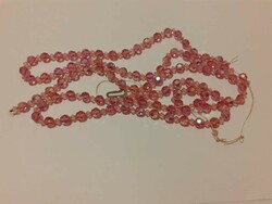 Rare pink three-row Czech aurora borealis crystal necklace in pieces (needs re-stringing)