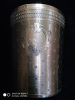 Antik ezüst (950) francia pohár, aranyozott belsővel. (111,9gr.)