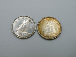 UK0012  2 darab ezüst érme Kanada 10 cent