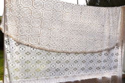Vintage Large Lace Handmade Bedspread Bedspread Curtain 244 x 206