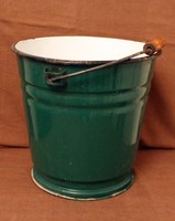 Old enameled green bucket