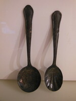 Spoon - 2 pcs. - Silver plated - marked - 15 x 4.5 cm - 14 x 3.5 cm - antique - Austrian - flawless