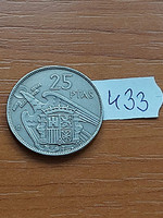 Spain 25 pesetas 1957 (65) francisco franco, copper-nickel 433