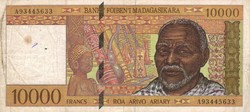 10000 francs 2000 ariary 1995 Madagaszkár