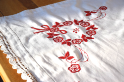 Old Antique Hand Embroidered Crochet Dresser Tablecloth Tablecloth Stained Glass Curtain 118 x 63